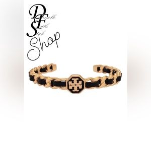 TORY BURCH • Black Marion Woven Cuff Bracelet with Giftbox and dust bag